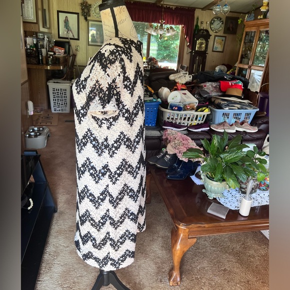 Talbots Chevron-herringbone Graphic Ivory Casual Dress size 8. - Picture 14 of 16